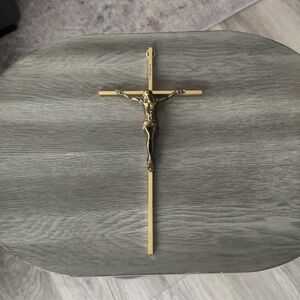 Vintage INRI Brass Jesus Crucifix Christian Religious Cross Hanging Wall Art 10”